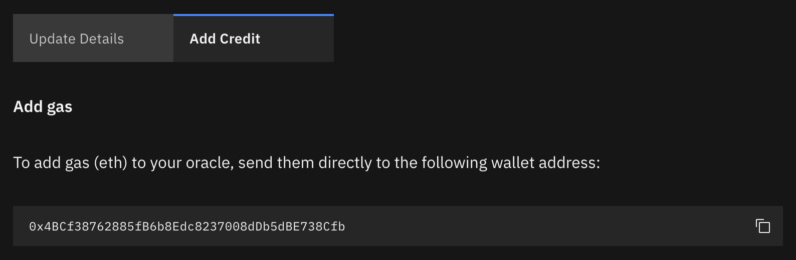 Get the oracle's gas (sender) address here